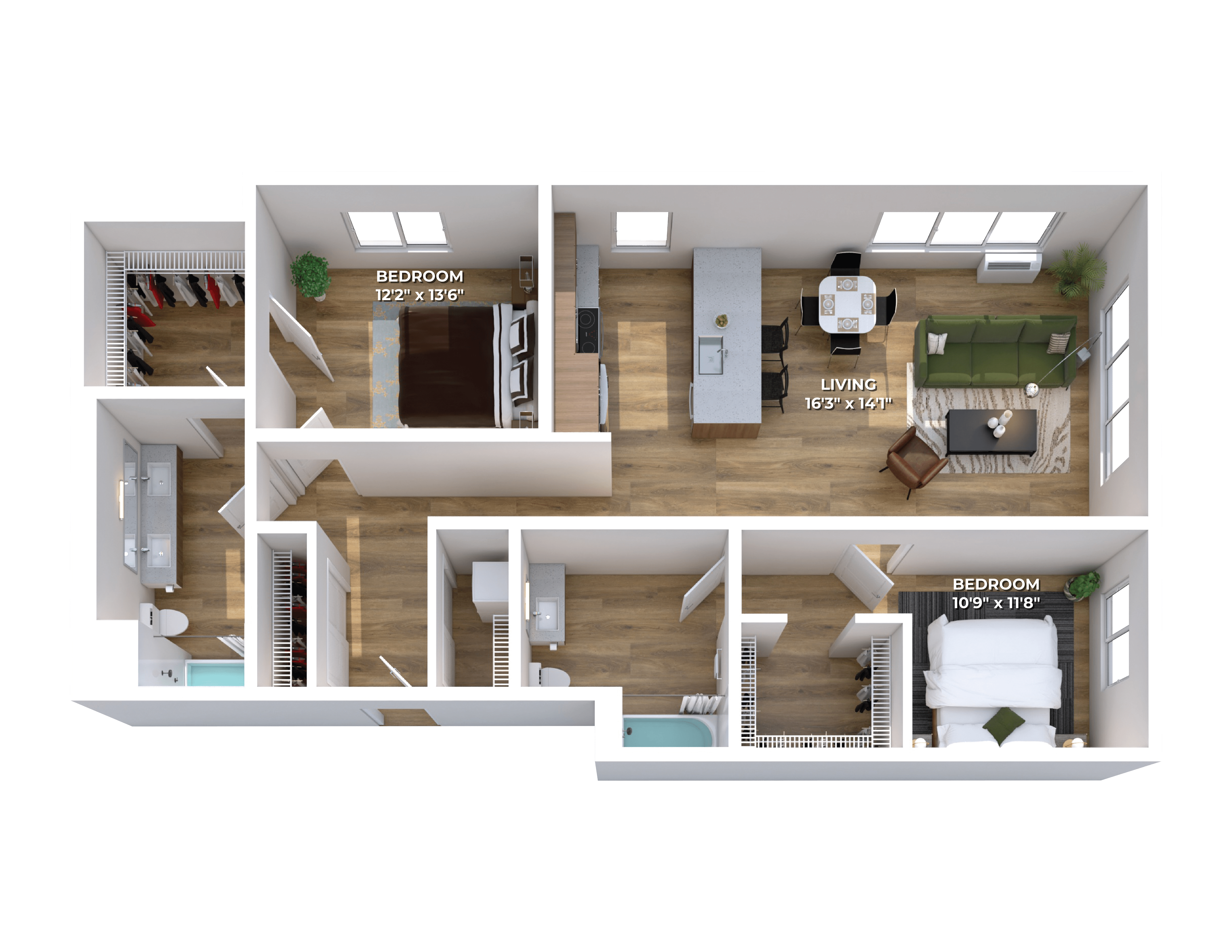 Floor plan layout diagram for Two Bedroom C11